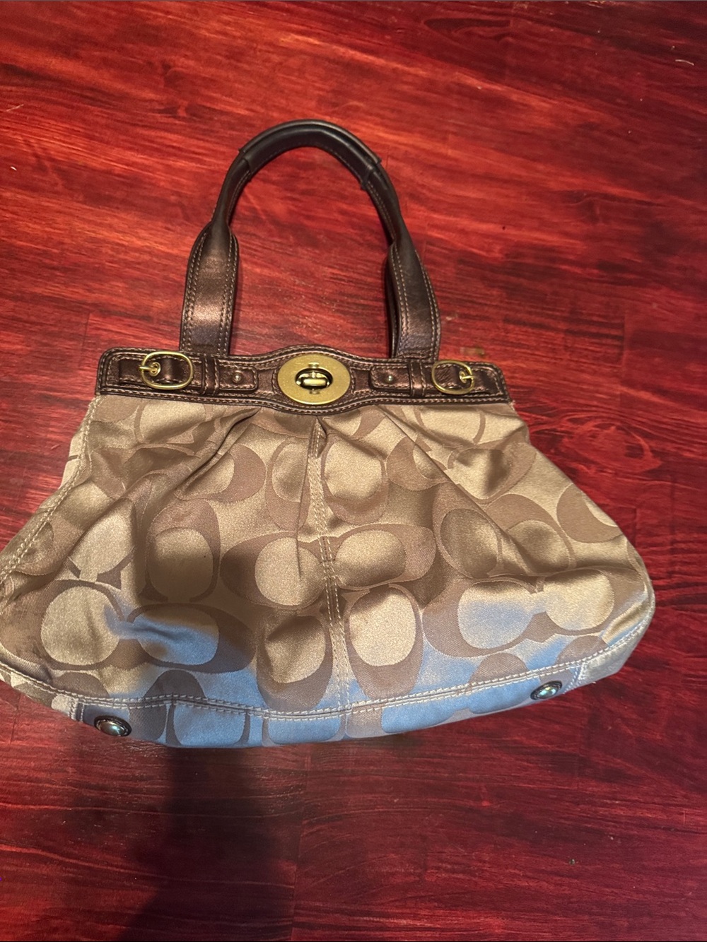 Coach Madison Signature "Garnet" Turnlock Satchel
